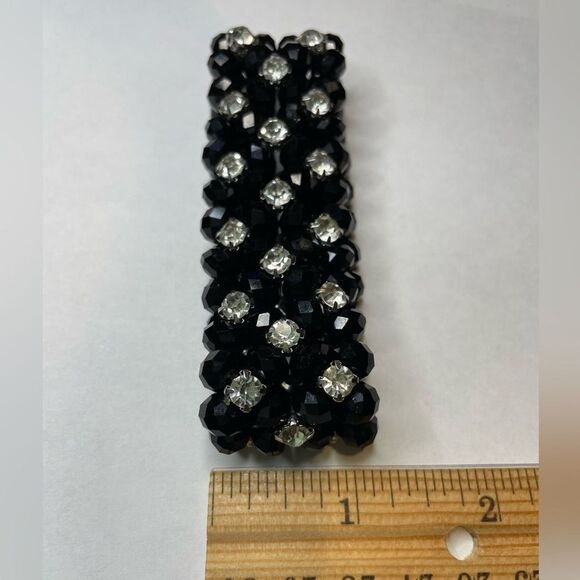 Black beaded thick 1 in. Faux bracelet, stretch, Women’s Jewelry - Picture 3 of 5